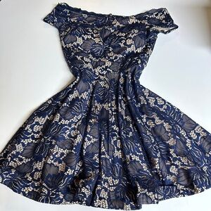 Dillards Blue Lace Off the Shoulder Dress